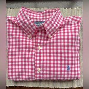 Ralph Lauren Classic Fit Cotton Button Down Long Sleeved Gingham‎ Size large